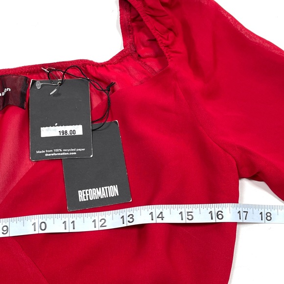 REFORMATION ♦️♦️♦️Eveleigh Lipstick red mini wrap dress ♦️ M - Picture 14 of 15
